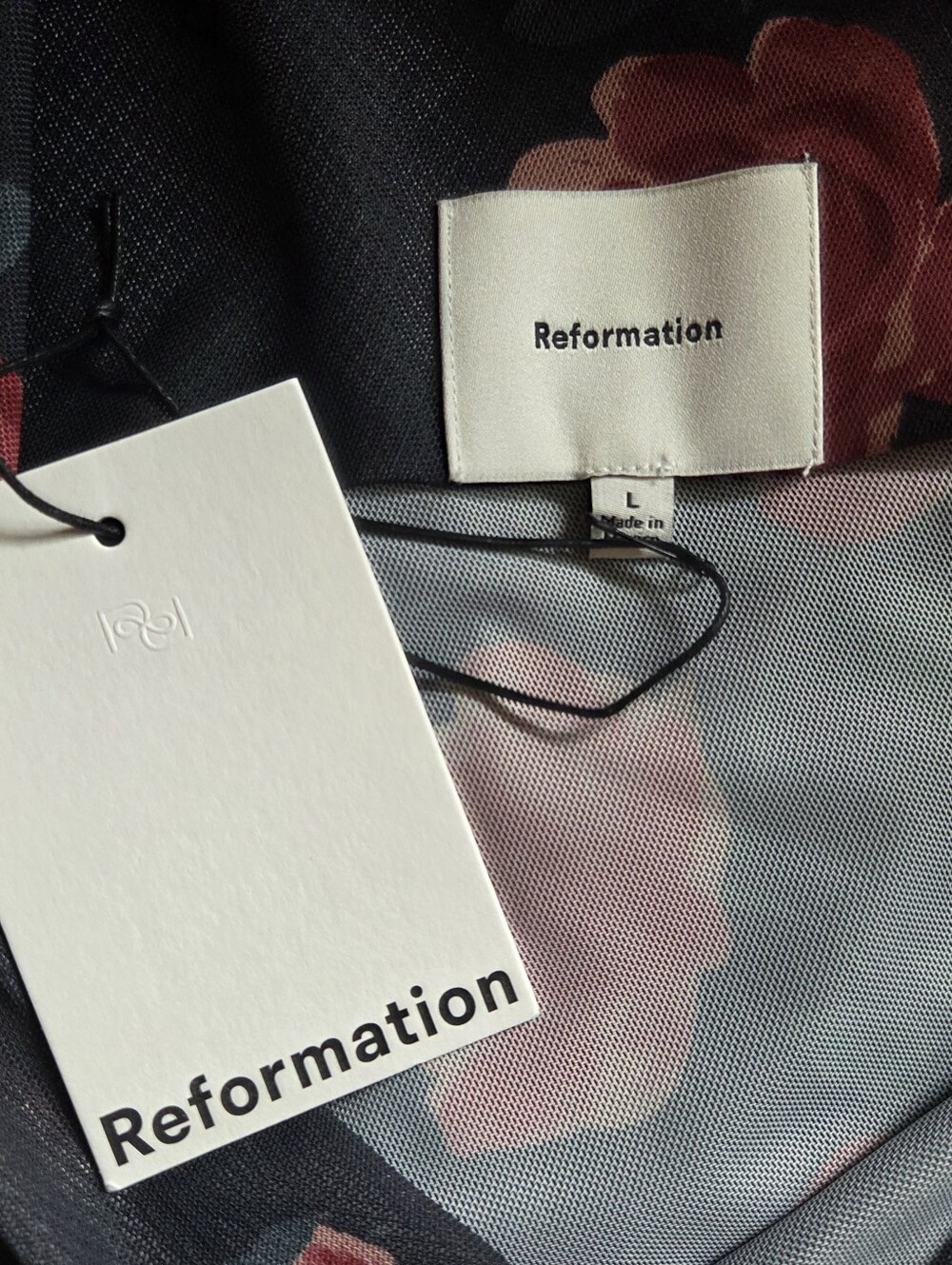 REFORMATION NWT Adrielle Black Floral Dress Large - Picture 7 of 8